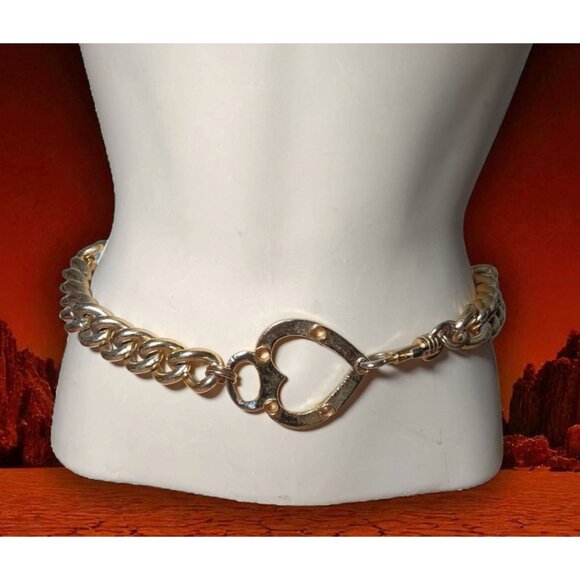 Belt Gold Tone Heavy Metal Cuban Chain with Heart Latch Waist Jewelry 36-38 main image 6